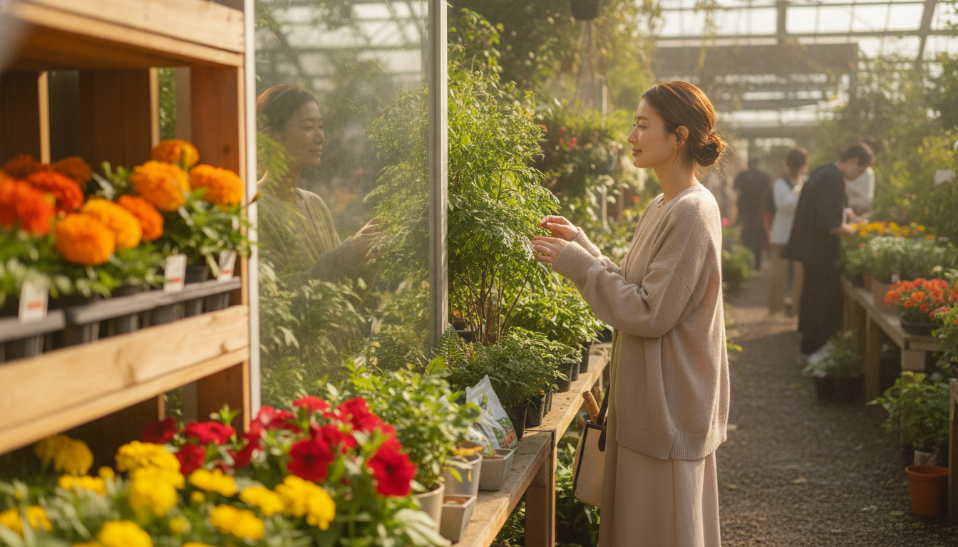 鮮やかな花を通り過ぎて、小さな緑のグラデーションに触れる日