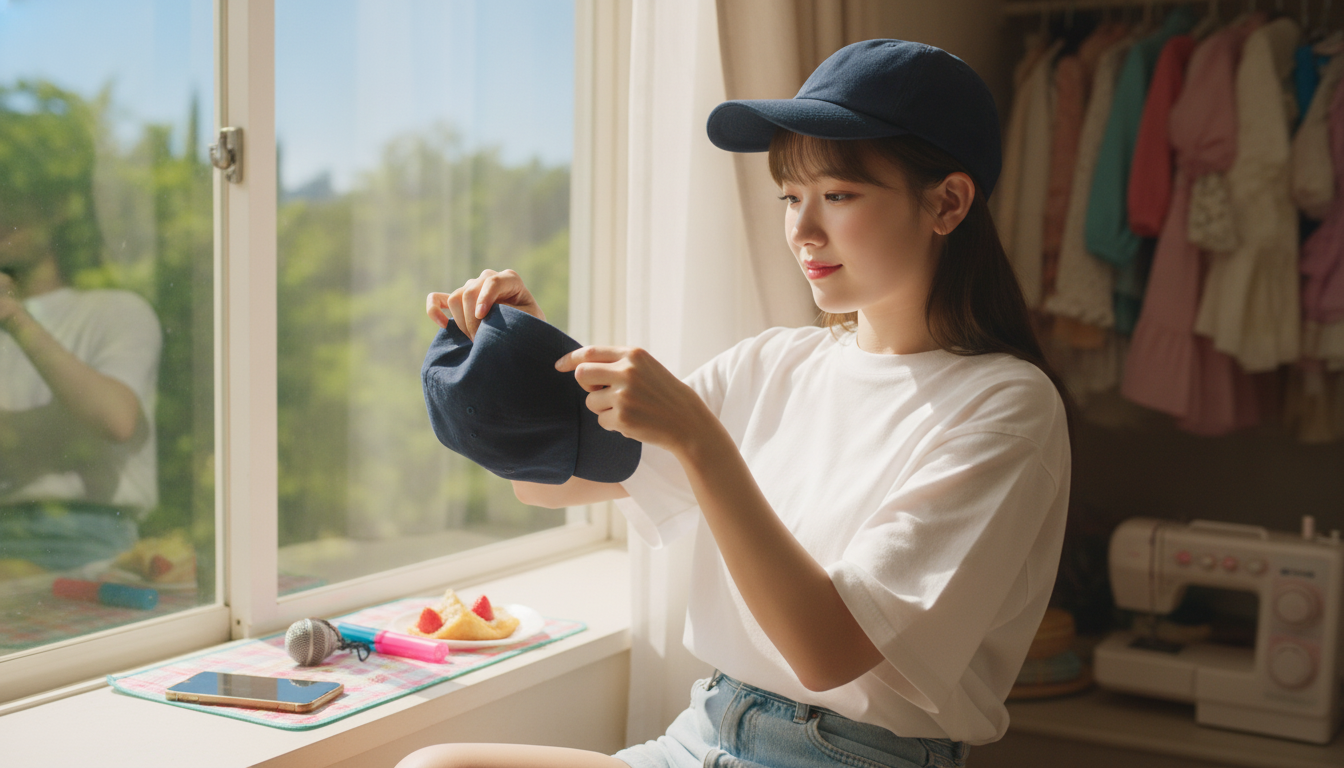 少しだけ曲げたキャップのつばと、切り取られた夏の青空