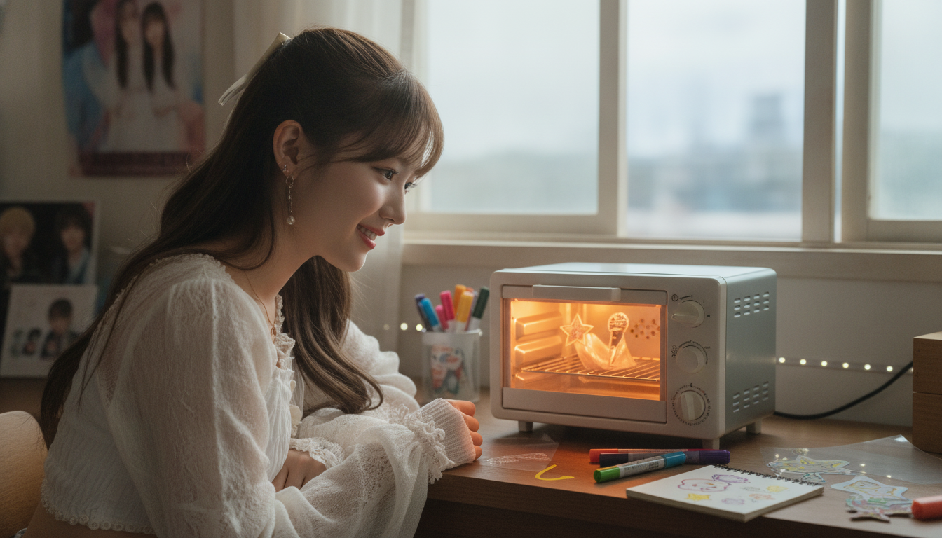 オーブントースターのオレンジの光と、ギュッと色が濃くなる手作りのチャーム