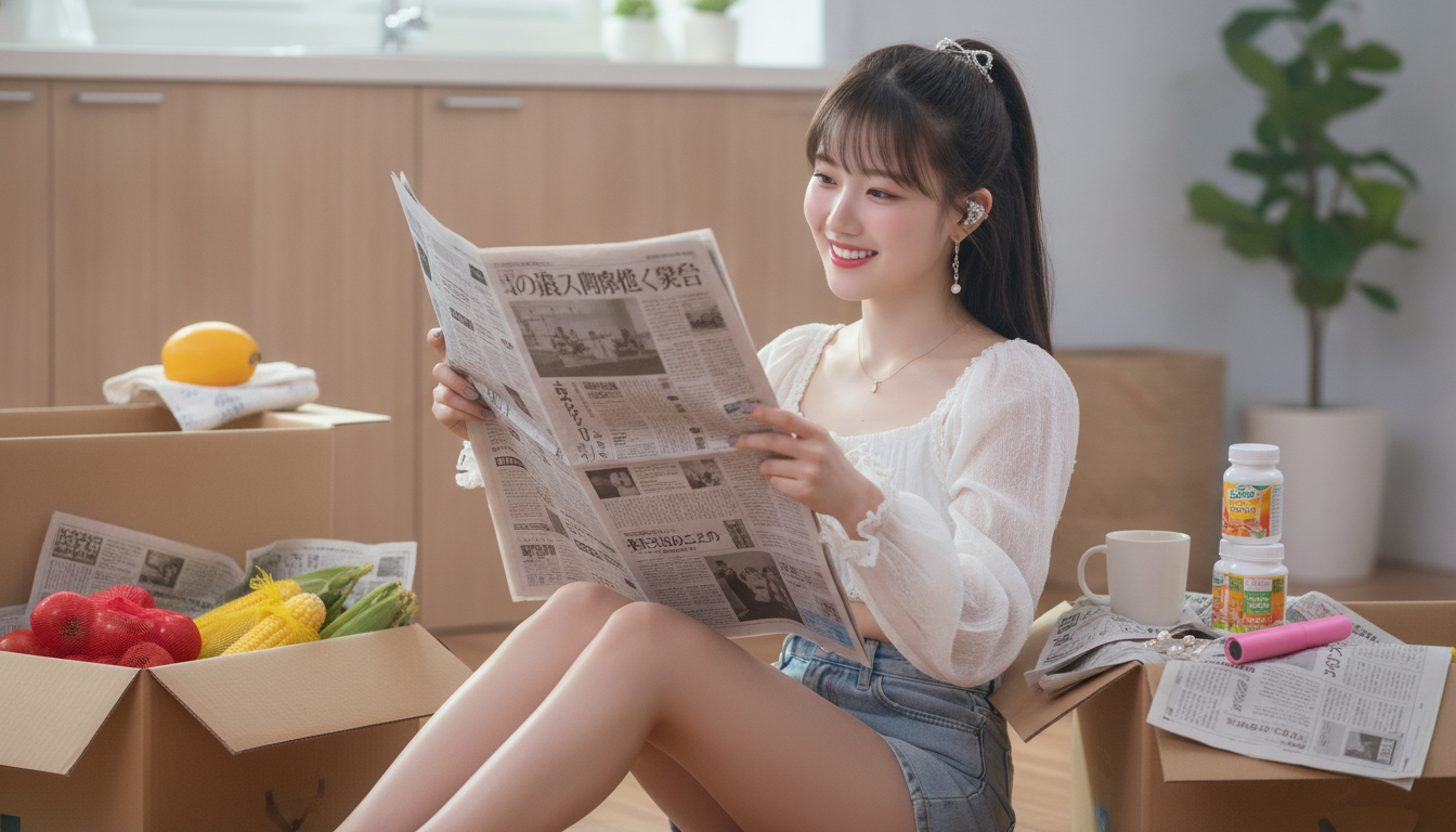 クシャクシャの新聞紙と、三日遅れで届いたビタミンカラー