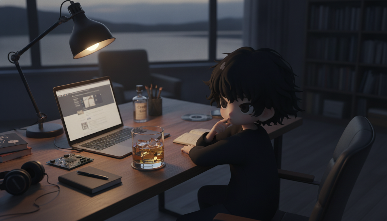 真夜中のグラスと、答えを急がない画面に宿るもの