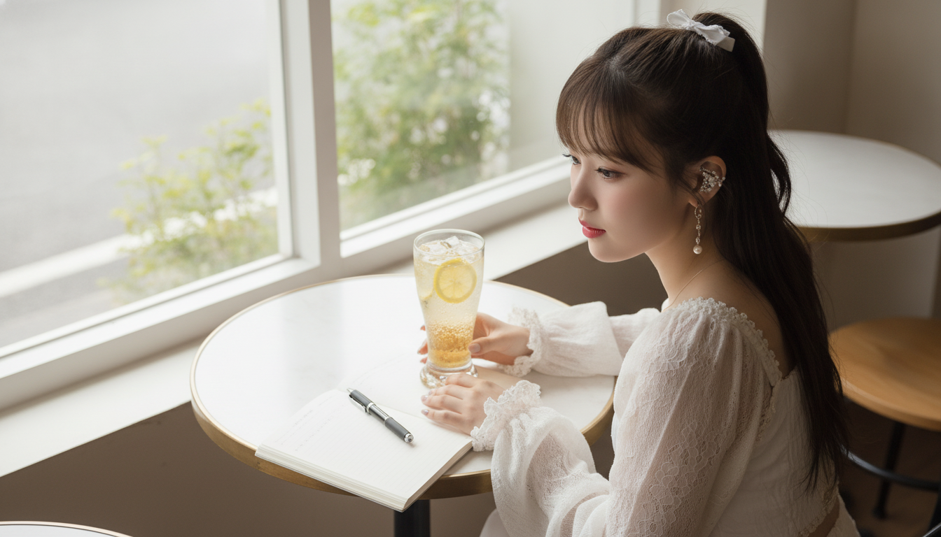 りん本人と「予定外のジンジャーエールと、黒いペンで残したノートの余白」の内容を表すブログ挿絵