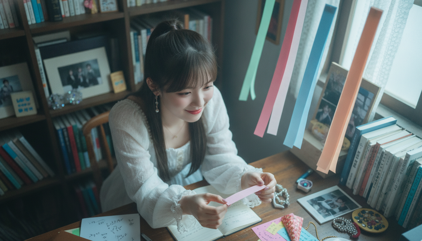 りん本人と「夜8時の途中下車とピンク色の短冊。静かな風の中で見つけた私の原点」の内容を表すブログ挿絵