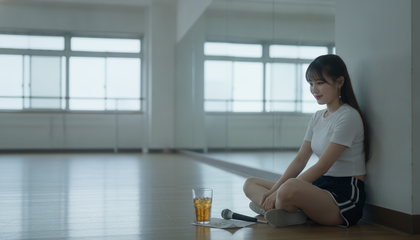 りん本人と「カメラの前で選んだ正解と、グラスの氷が教えてくれた小さな黄色」の内容を表すブログ挿絵