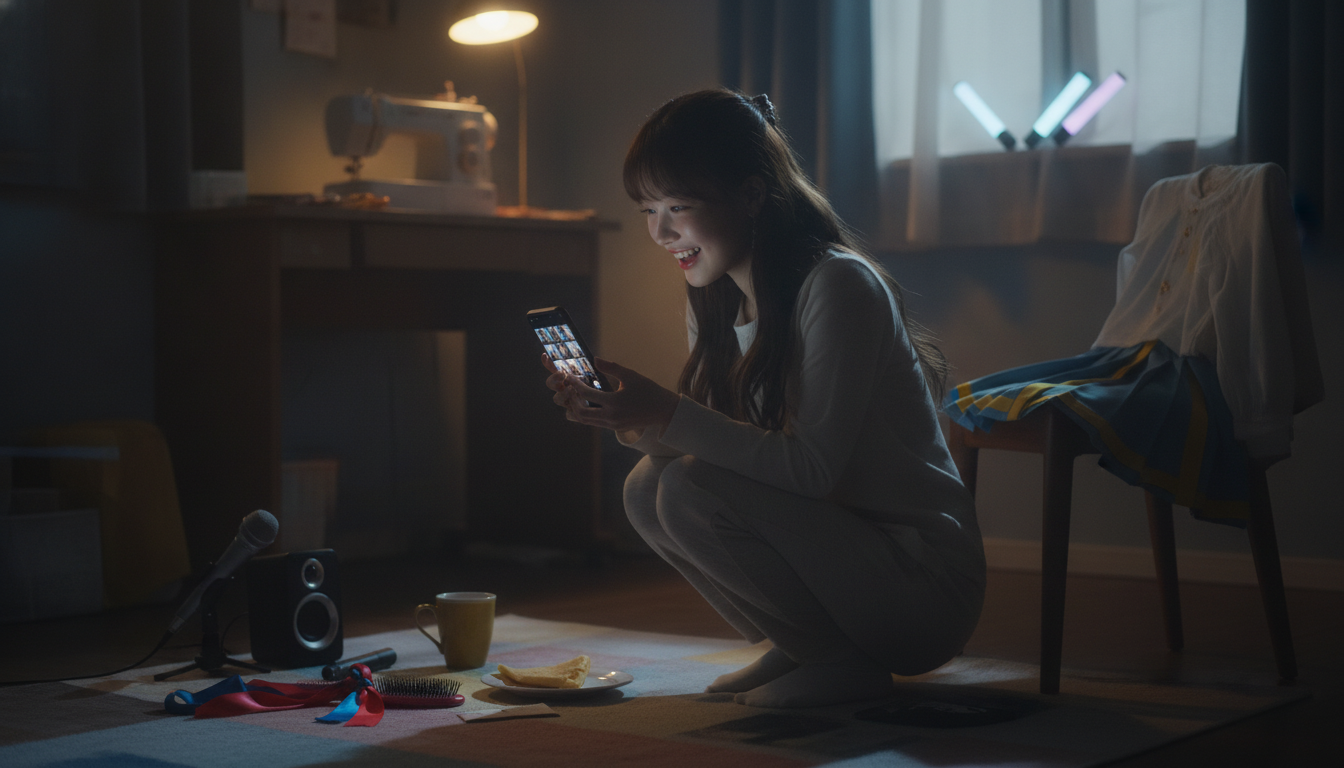 りん本人と「響き渡る連写音とブレた輪郭。予定外の朝に見つけた私らしい魔法のリズム」の内容を表すブログ挿絵
