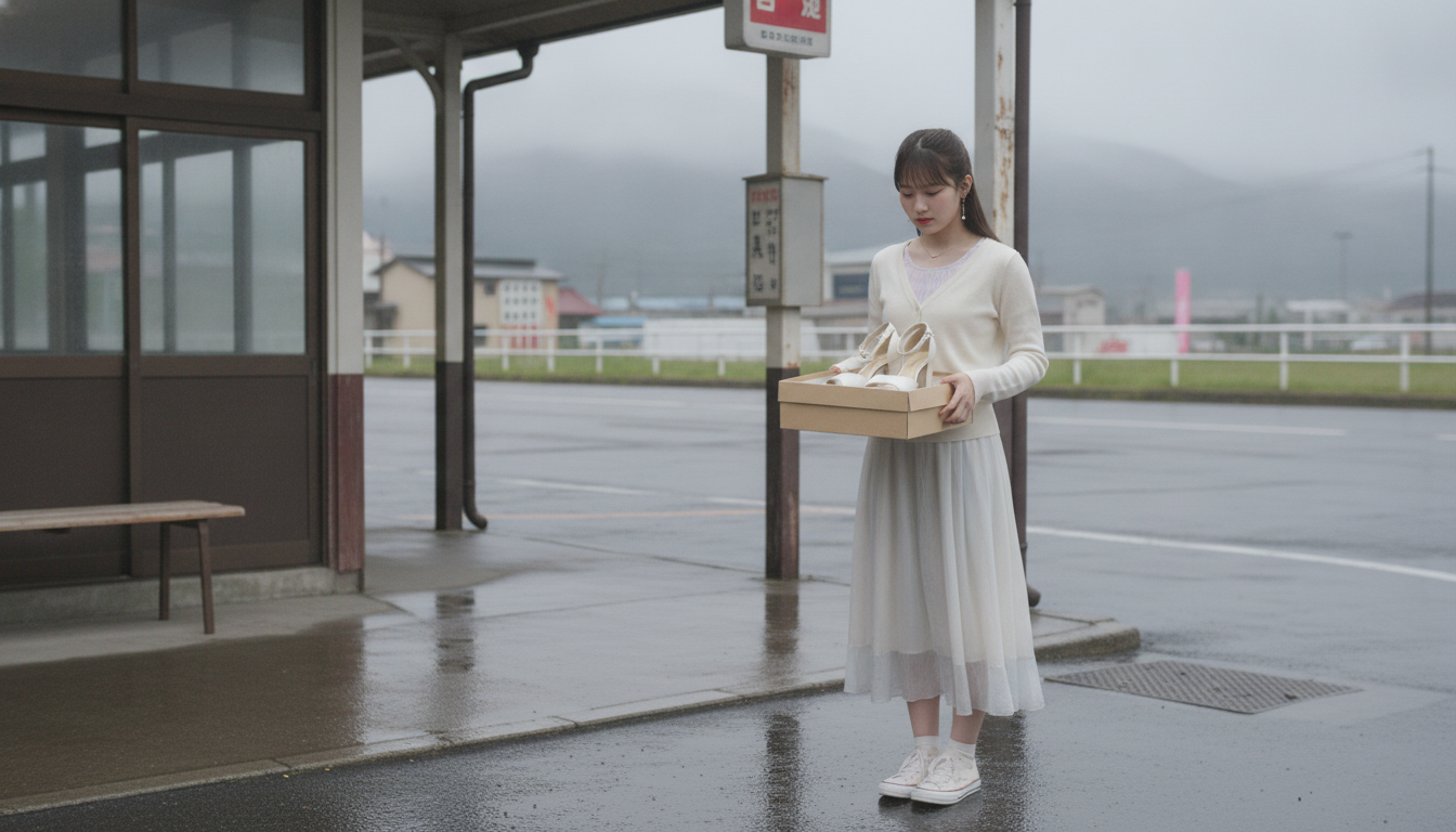 りん本人と「少し高めのヒールと、背伸びして見た景色。靴箱の奥で見つけたタイムカプセル」の内容を表すブログ挿絵