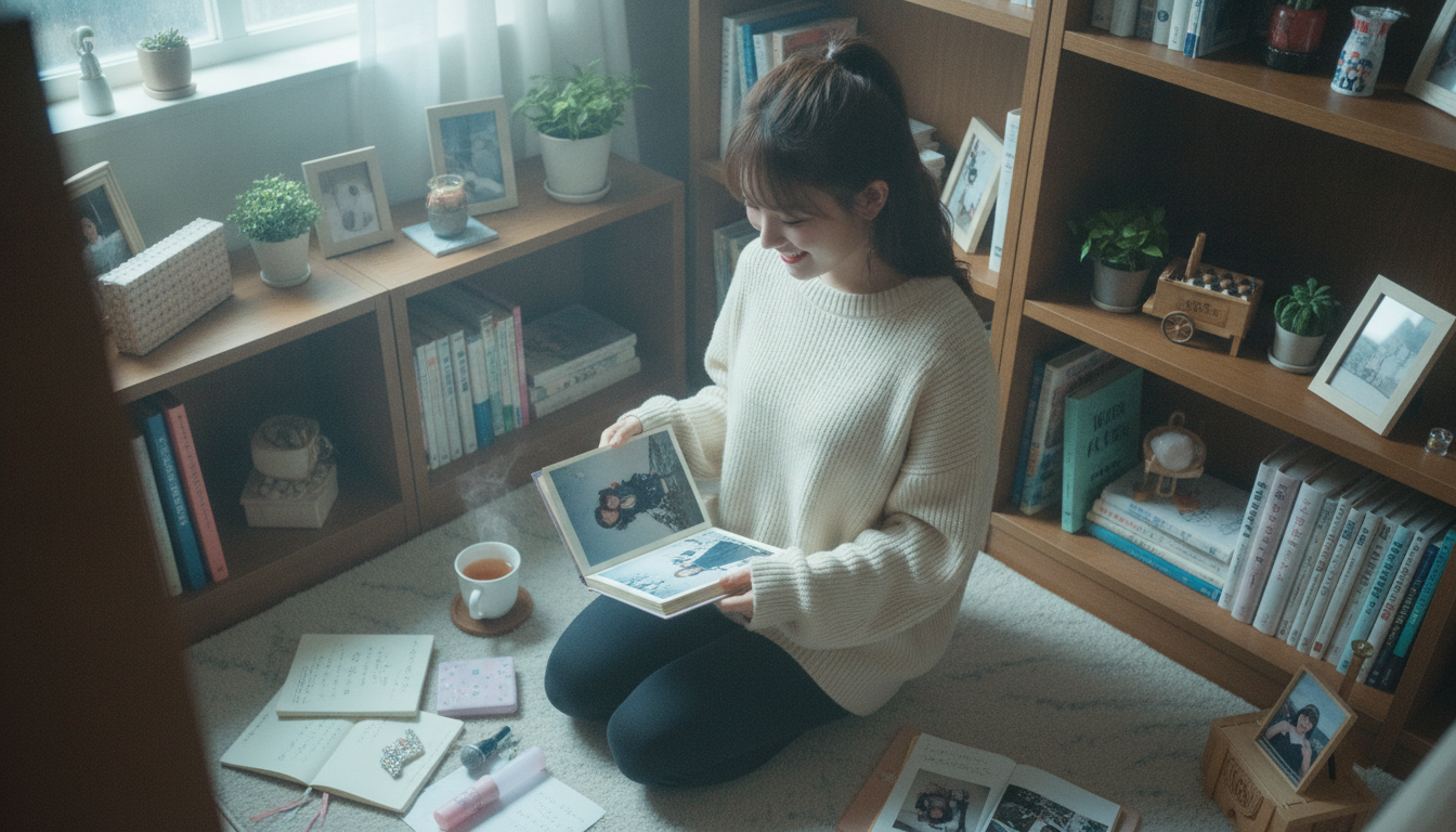 りん本人と「真夏のアスファルトと、前のめりな私が見つけた新しい歩幅」の内容を表すブログ挿絵