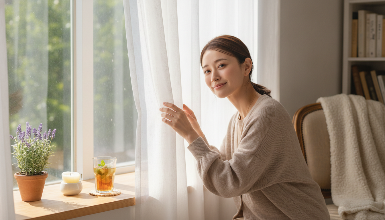 花本人と「網戸を抜ける重い空気と、無数の窓辺を想像する朝」の内容を表すブログ挿絵