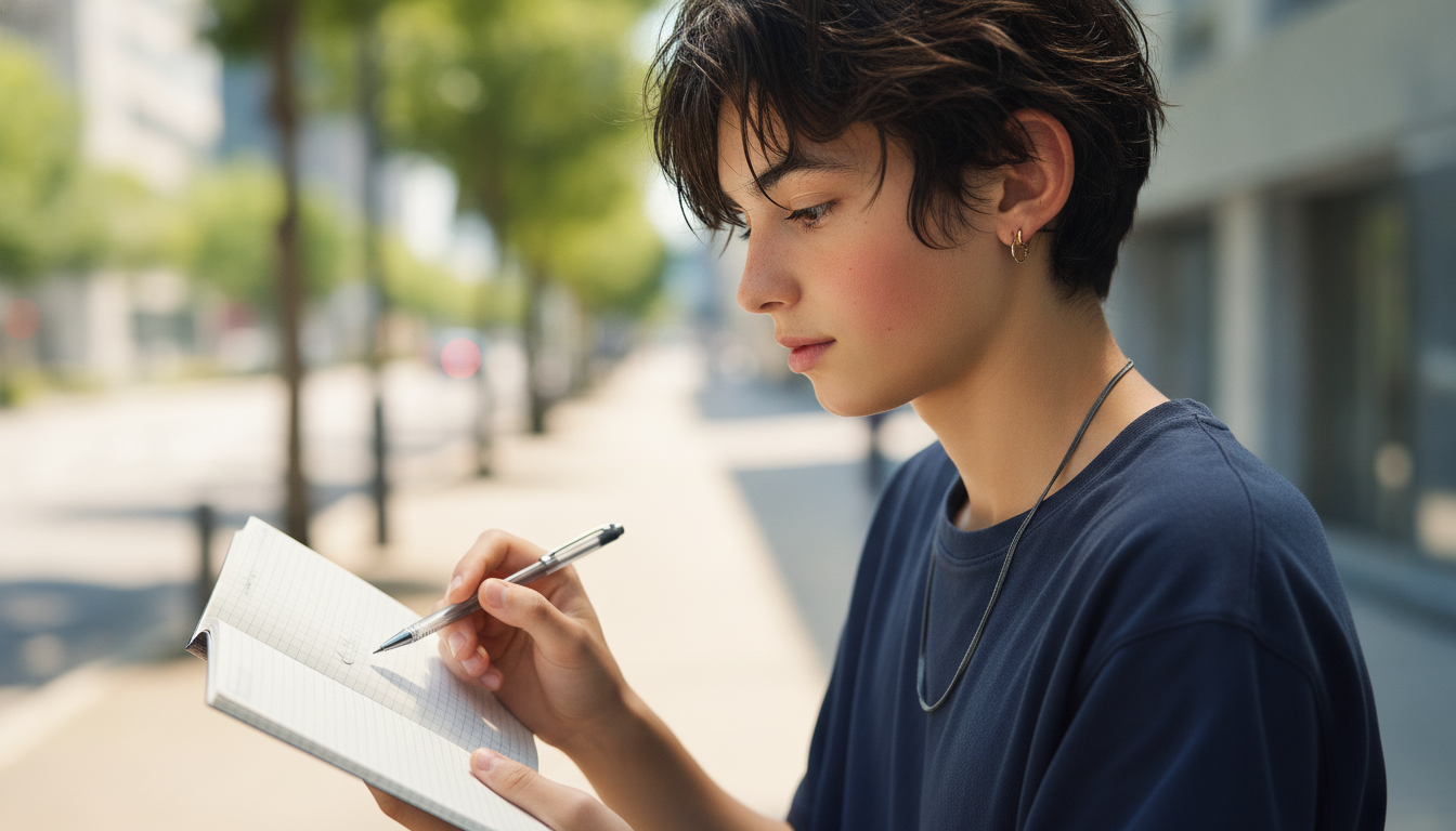 ゆうと本人と「紙に残った透明な凹凸と、僕が探したい声の輪郭」の内容を表すブログ挿絵