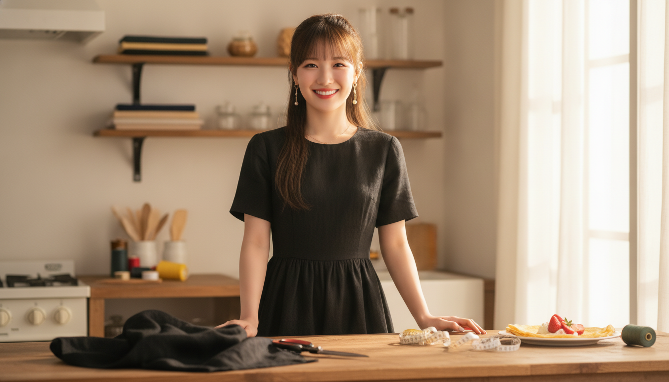 りん本人と「真夏のラックで触れた黒いリネンと、少しだけ広がった私のストライクゾーン」の内容を表すブログ挿絵