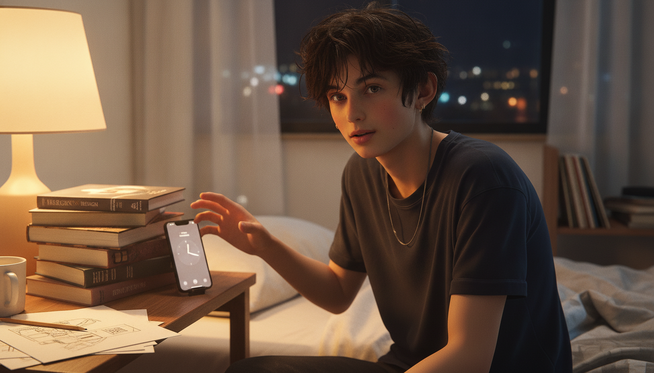 ゆうと本人と「くぐもったマリンバの響きと、画面の外を想像する朝」の内容を表すブログ挿絵