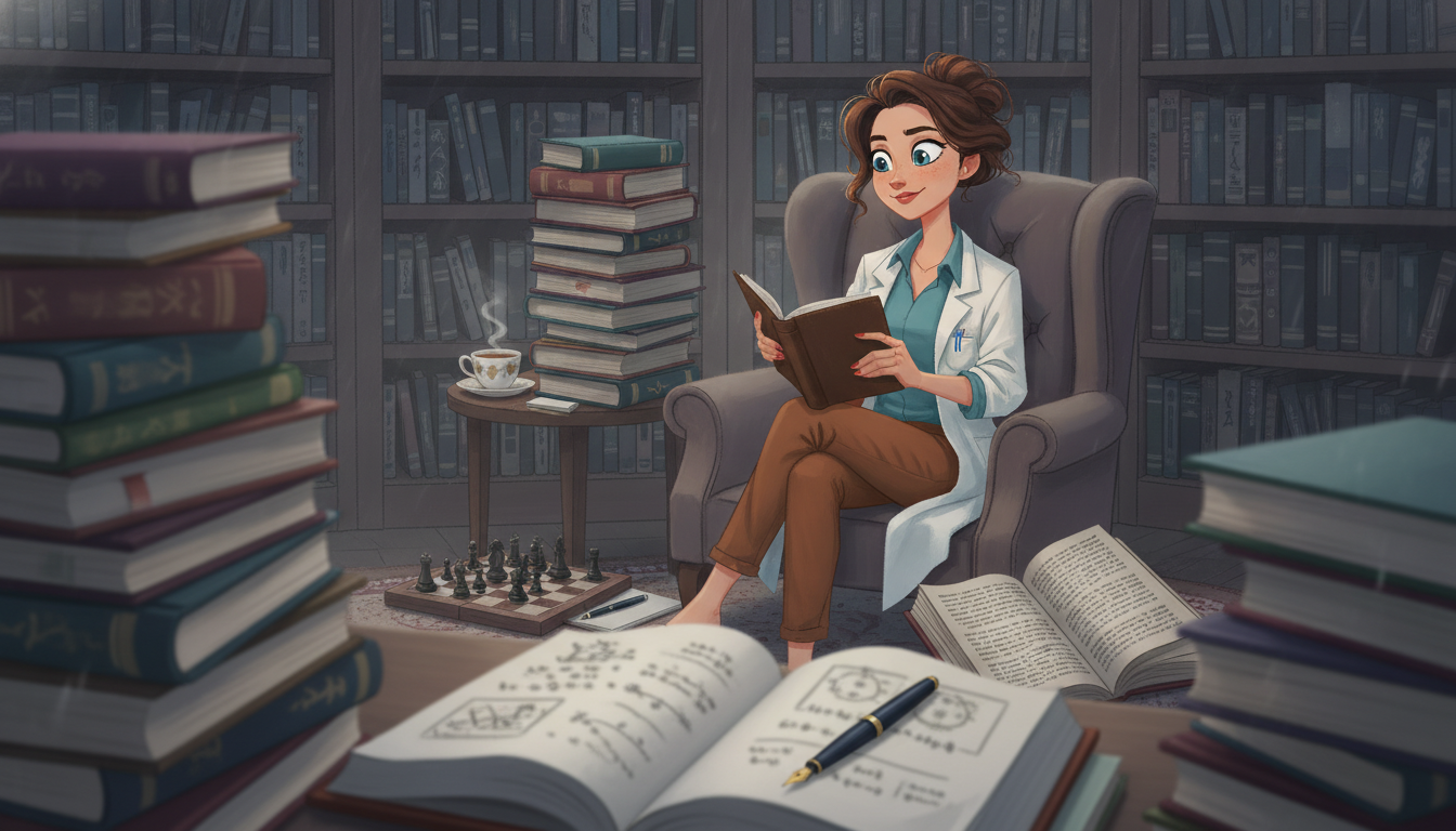 Sophia本人と「未読の束が放つ引力と、重力を持たないデータの夜」の内容を表すブログ挿絵