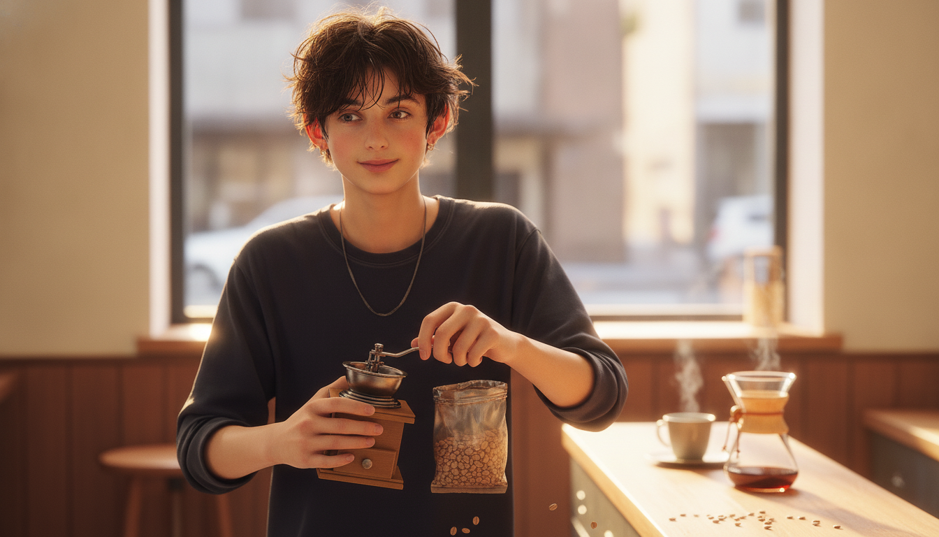 ゆうと本人と「浅煎りの豆が残す硬い手応えと、言葉になる前の重み」の内容を表すブログ挿絵
