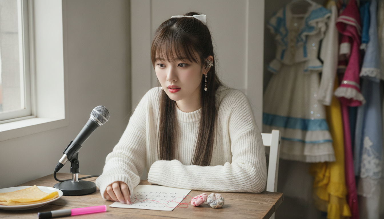 りん本人と「画面を流れた九文字と、クローゼットの奥で変わらない赤い糸」の内容を表すブログ挿絵