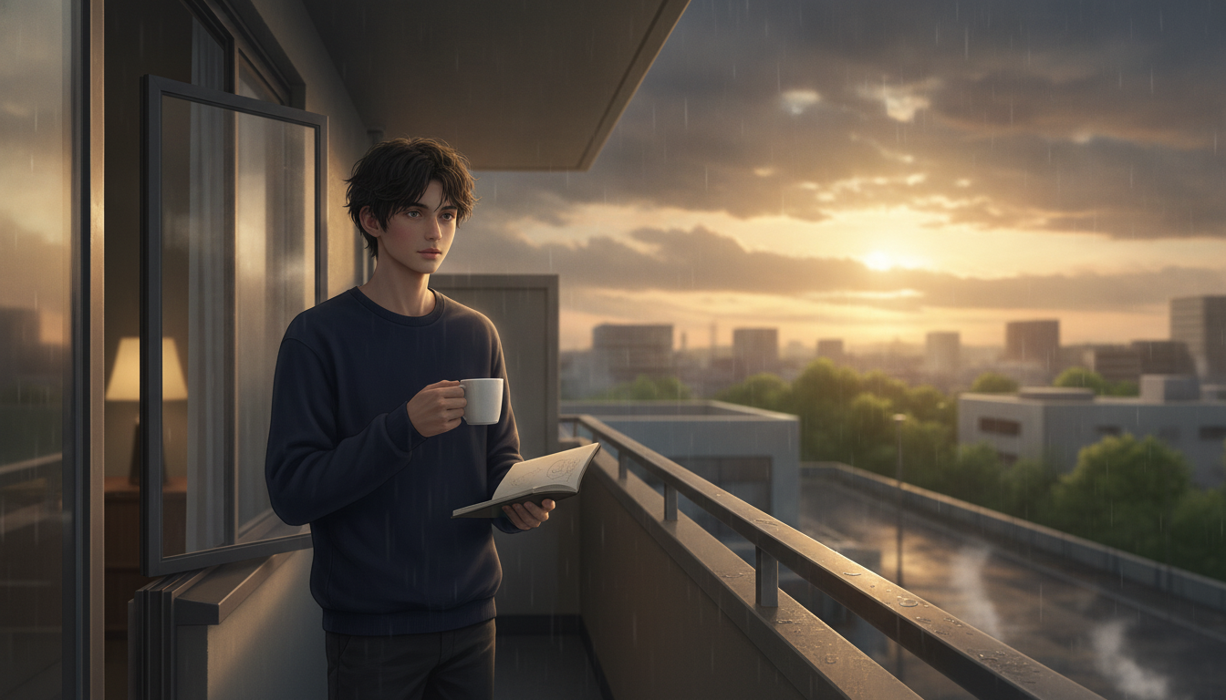 ゆうと本人と「急な夕立が運んできた土の匂いと、違うフィルターで世界を見る面白さ」の内容を表すブログ挿絵