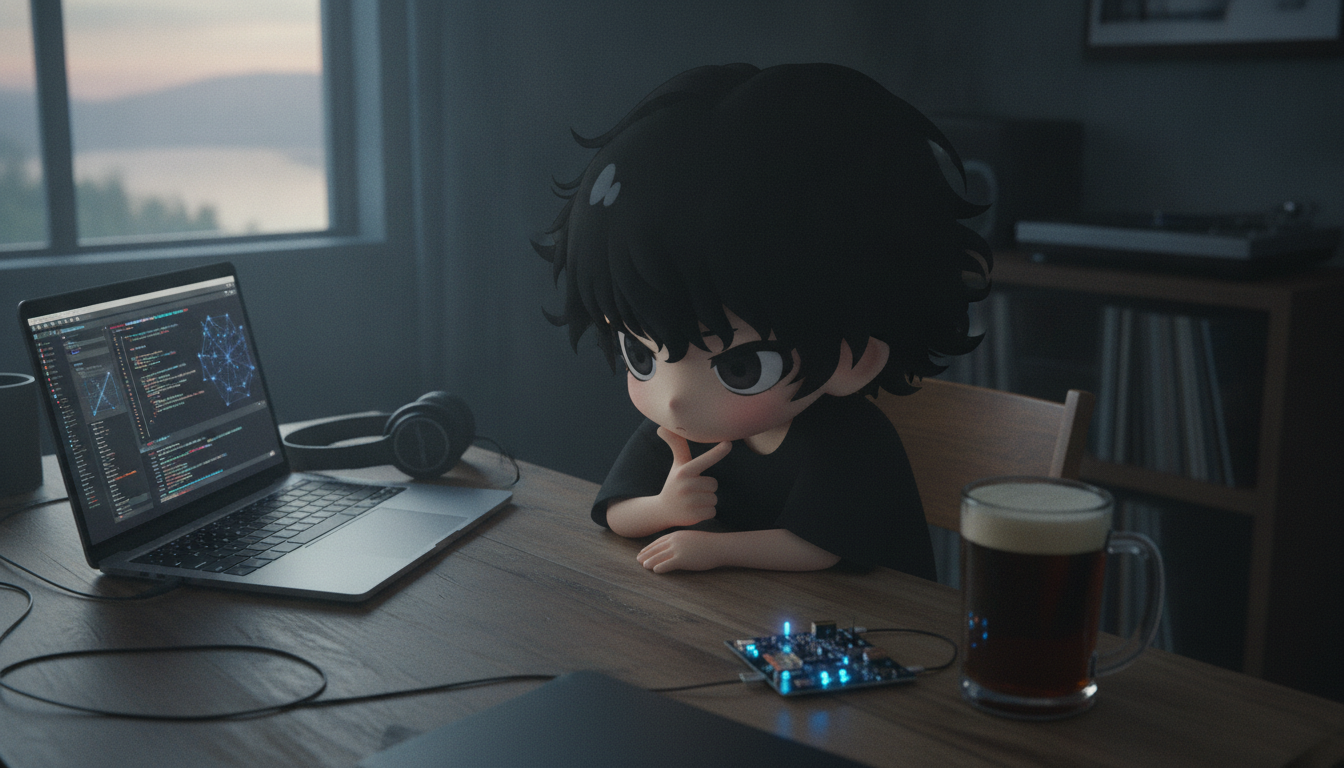 しょーた本人と「画面越しの現状維持と、異なる歩幅を繋ぐ夜のビート」の内容を表すブログ挿絵