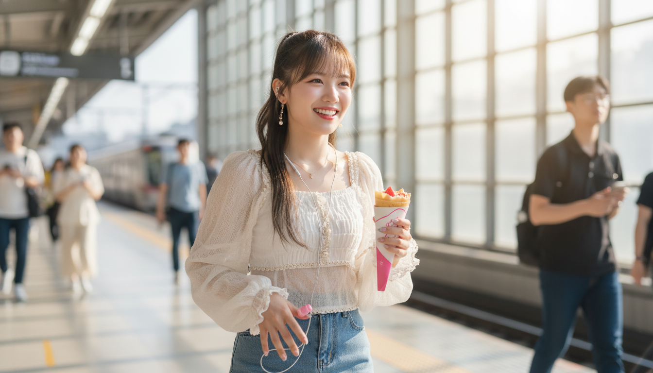 りん本人と「太ももを叩く右手の指先と、無音の世界で刻む8カウント」の内容を表すブログ挿絵
