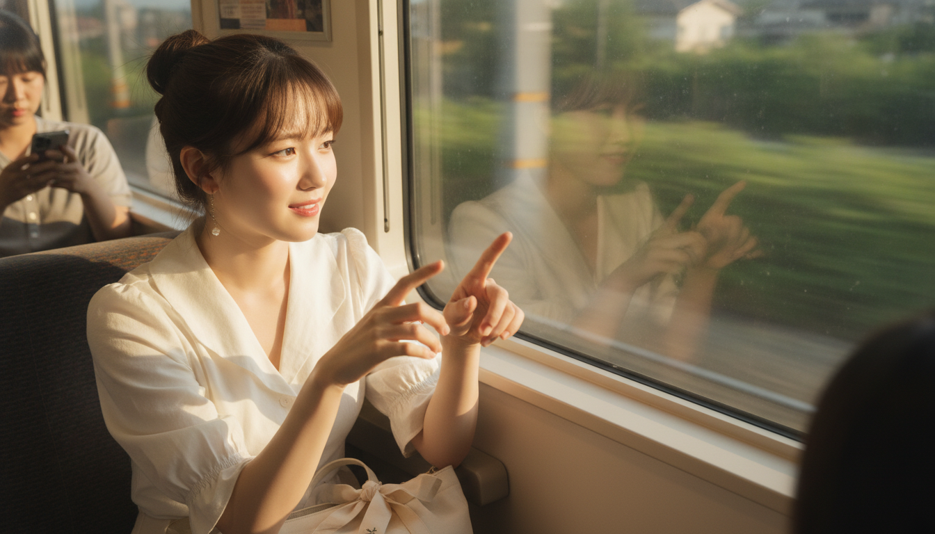りん本人と「太ももを叩く右手の指先と、無音の世界で刻む8カウント」の内容を表すブログ挿絵